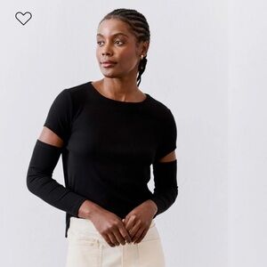 Ruti The Breakout Cut Out Black Ribbed Top